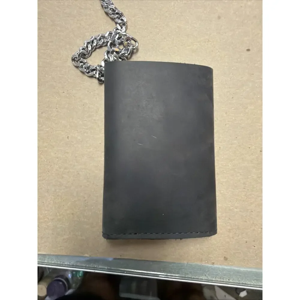 Harley Davidson Leather Chain Wallet Bifold Black Motorcycle Biker Wallet